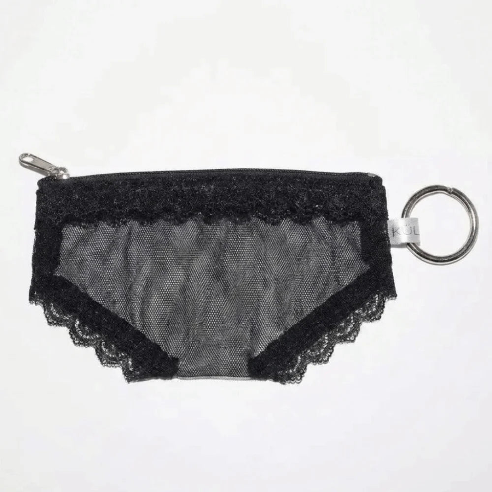 Y2K Briefs Shape Cosmetic Bag – Lace Mesh Makeup Travel Pouch