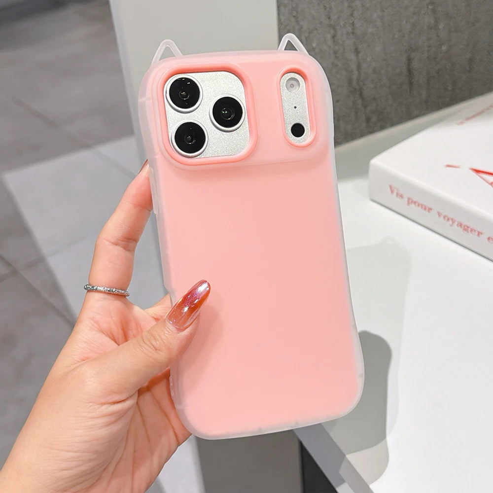 2-in-1 Cat Ear Silicone iPhone Case | Shockproof Cover