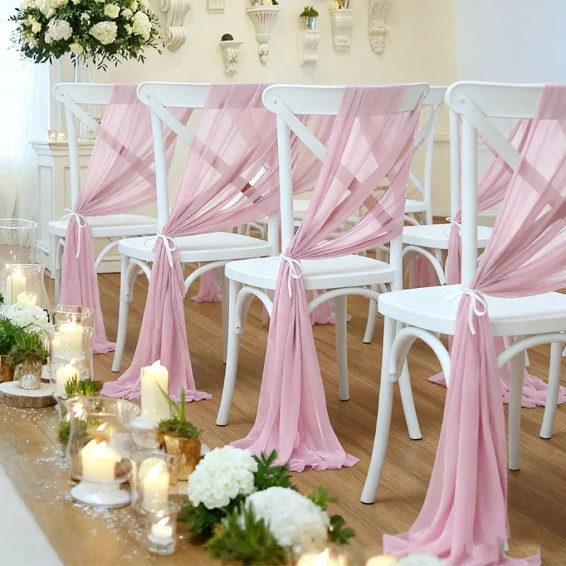 Tulle Organza Chair Sash Ribbon Bow – Wedding & Banquet Décor