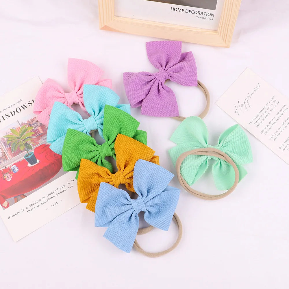 12-Pack Grosgrain Ribbon Hair Bows – Elastic Ponytail Holders