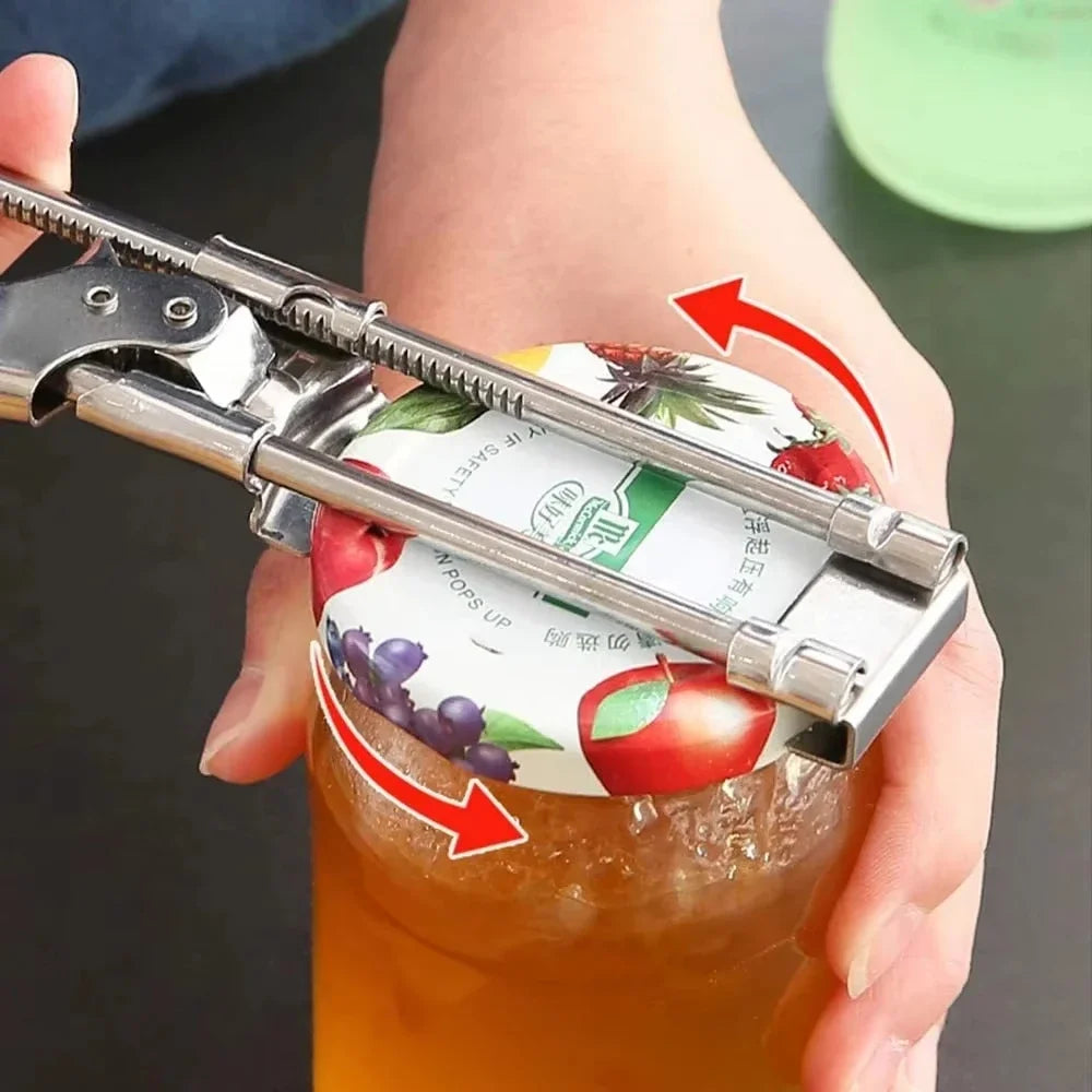 Adjustable Stainless Steel Multifunction Manual Jar & Bottle Opener