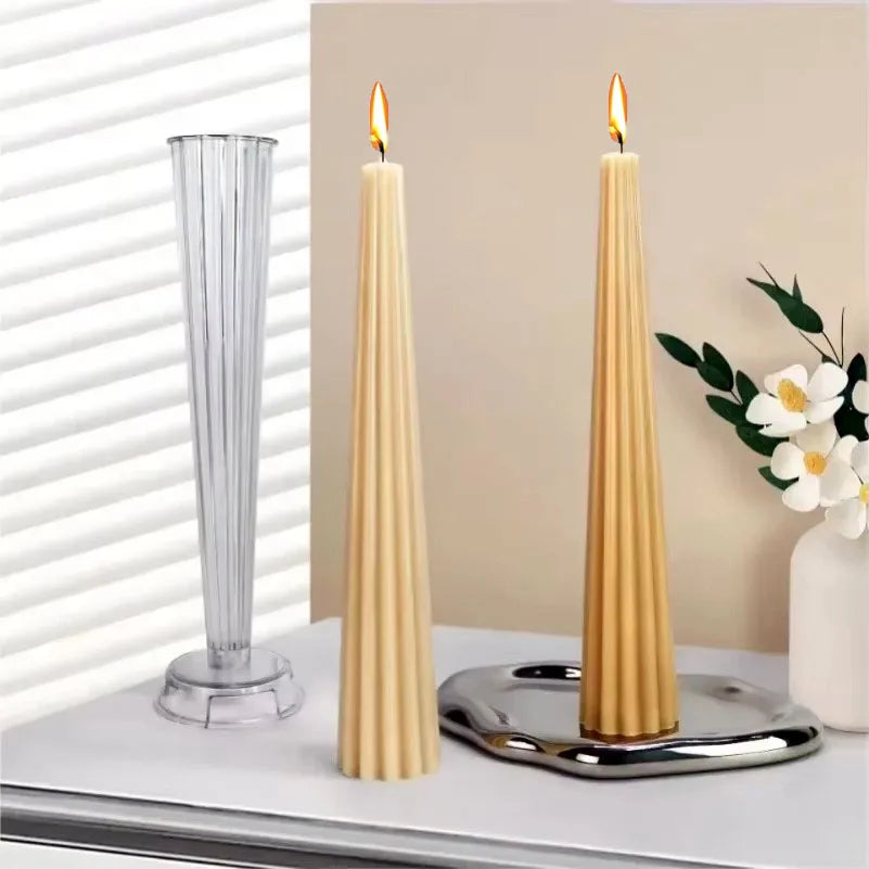Striped Cylindrical Candle Mold | Long Pole PC Plastic DIY