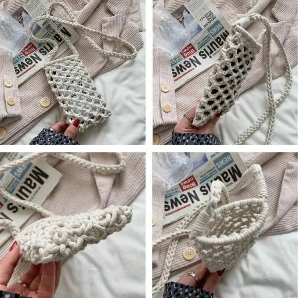 Woven Crochet Crossbody Phone Bag – Lightweight Shoulder Purse