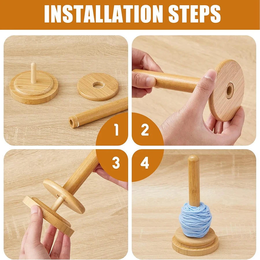 Wooden Yarn Skein Holder & Dispenser for Knitting & Crochet