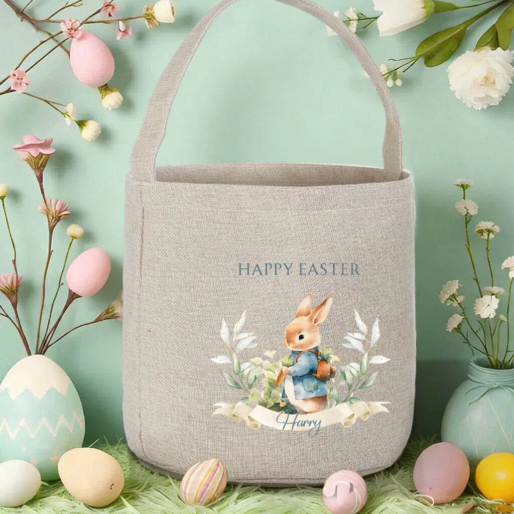 Personalized Easter Basket – Custom Name Foldable Bunny Bag