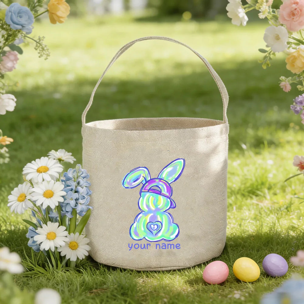 Personalized Easter Basket Bunny Name Bag for Kids