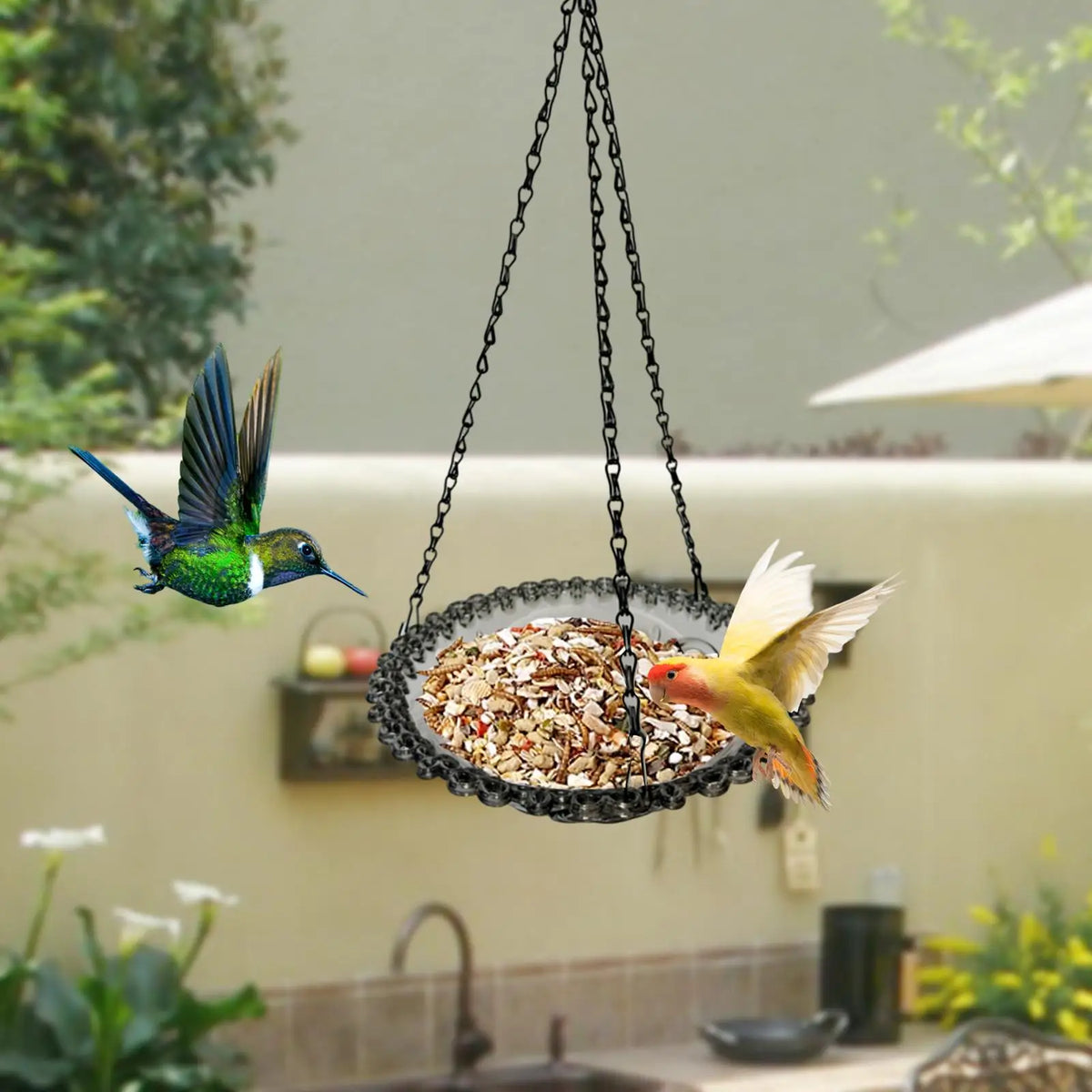 Kesoto Hanging Bird Feeder Tray – Outdoor Platform & Bird Bath