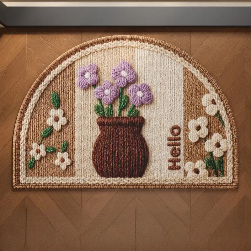 Semi-Circular Anti-Slip Bathroom Floor Mat | Knit Animal Style