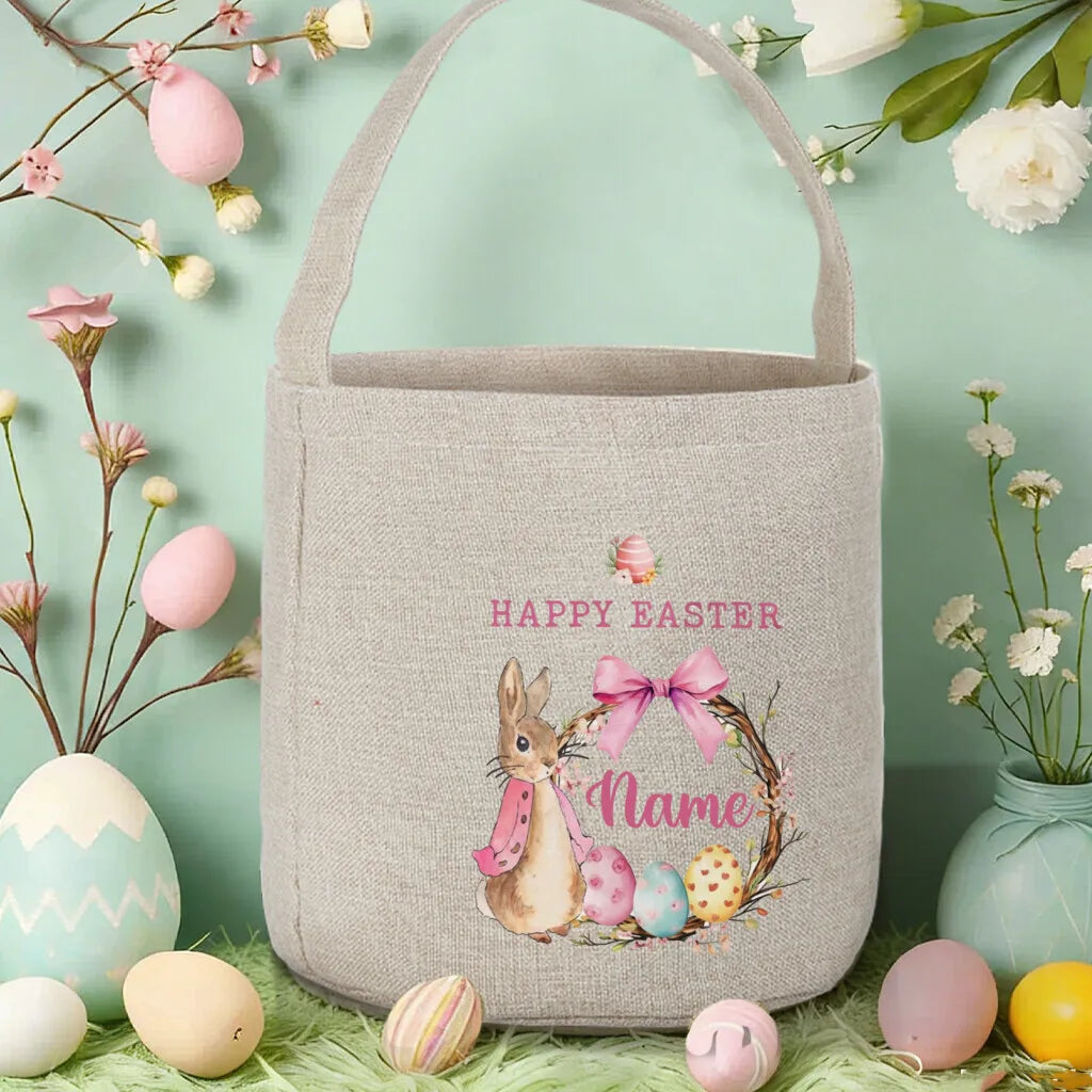 Personalized Easter Basket – Custom Name Foldable Bunny Bag