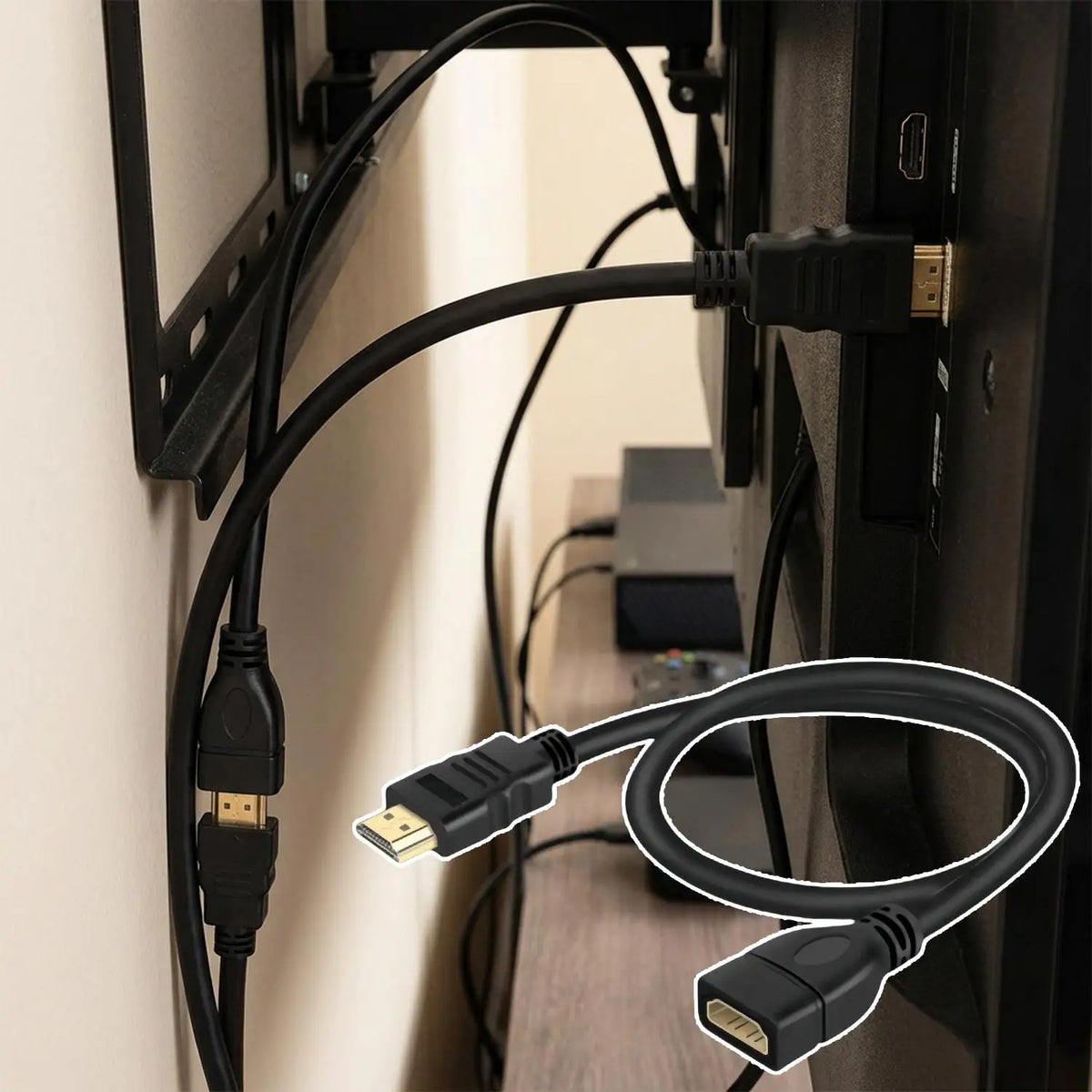 4K HDMI 2.0 Male to Female Extension Cable – TV PS5 Projector