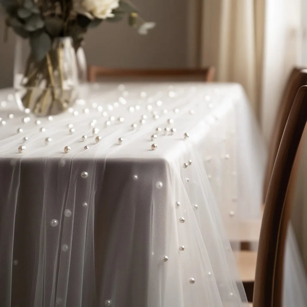 Pearl Tulle Fabric – Soft Mesh Yarn for Weddings & DIY Decor