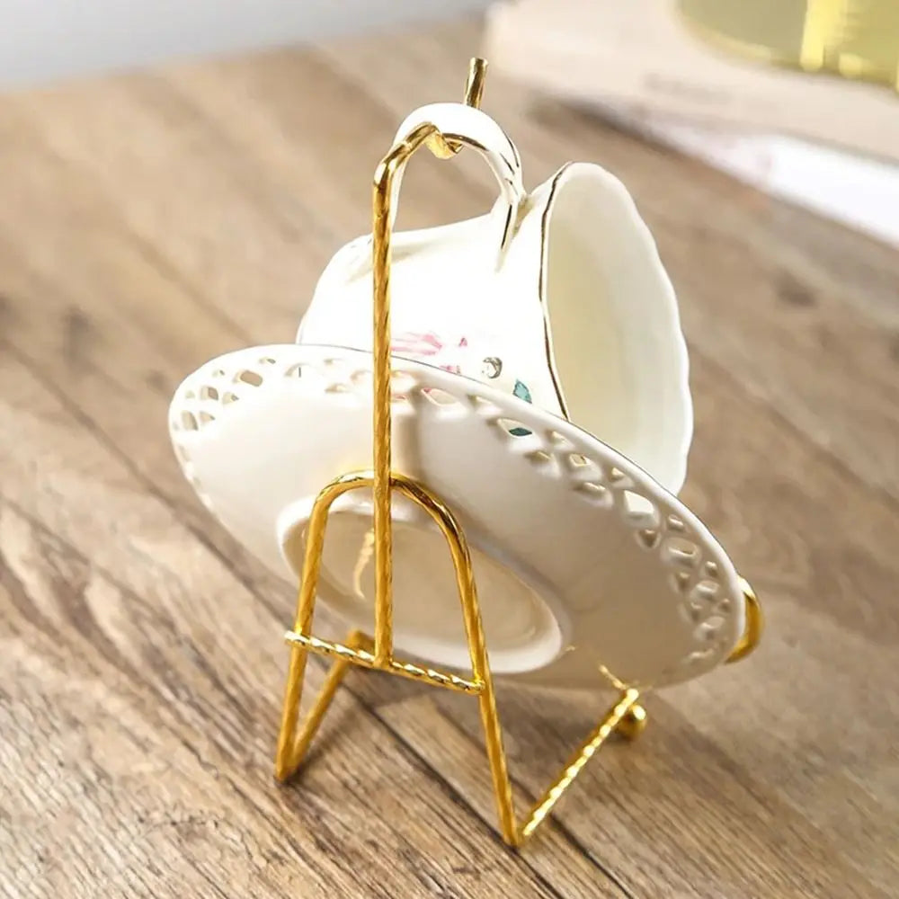 Metal Cup & Saucer Display Stand – Iron Cup Holder Organizer