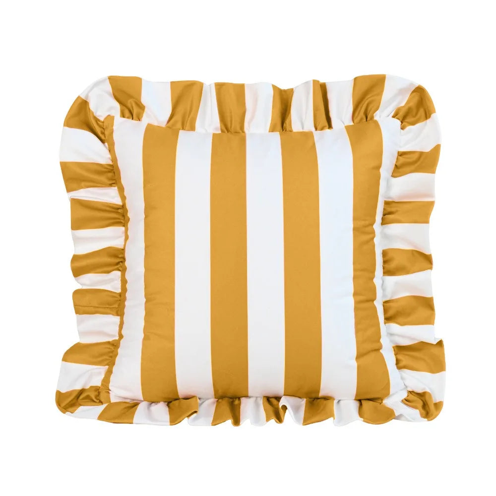 Striped Velvet Pillowcase Lotus Leaf Edge Soft Cushion Cover