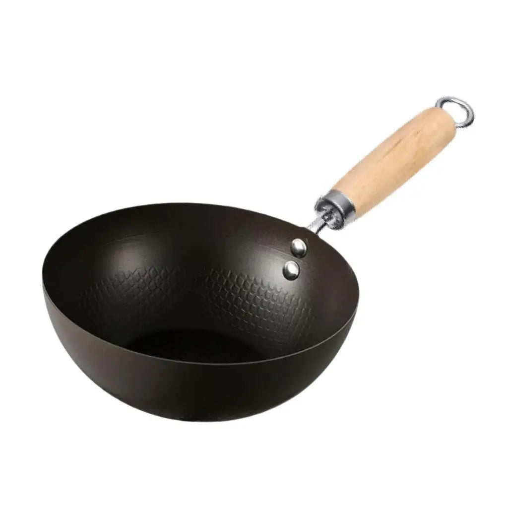 Kesoto Cast Iron Nonstick Wok Pan with Wood Handle