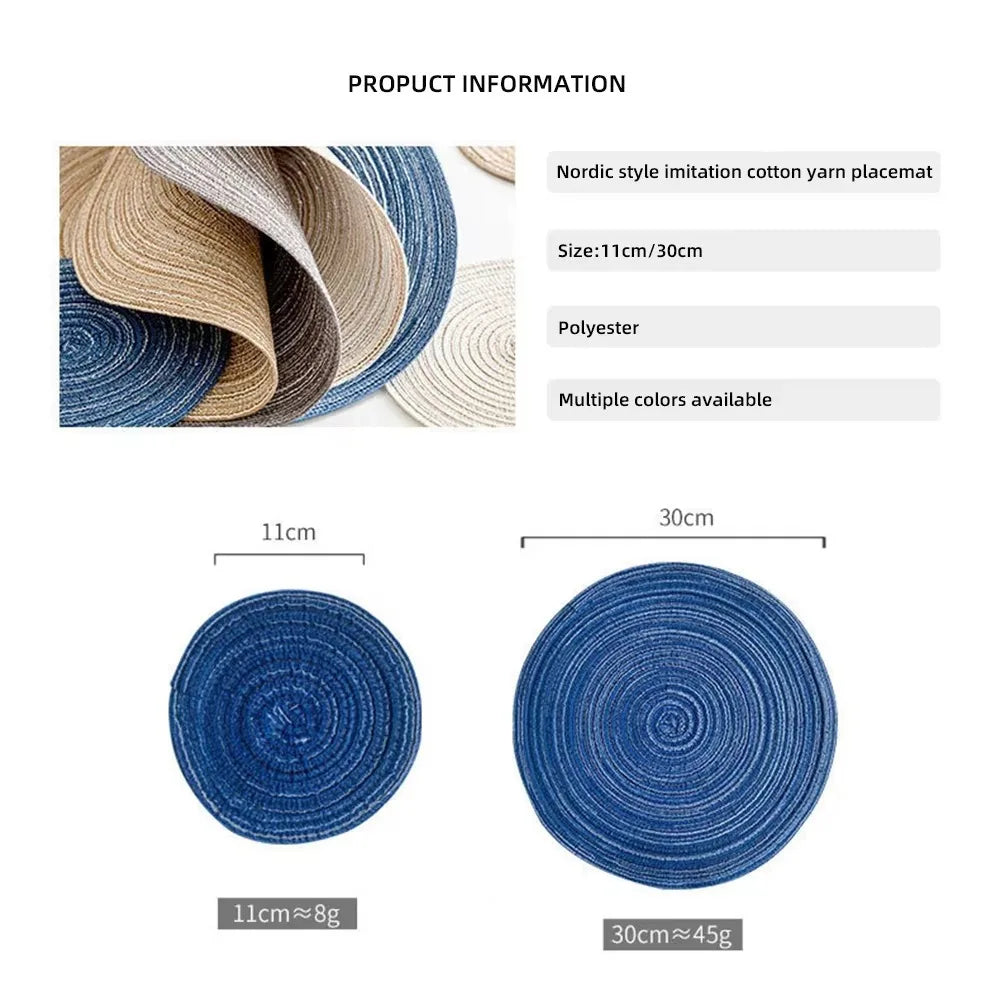 4-Pack Braided Round Placemats – Heat Resistant Woven Linen