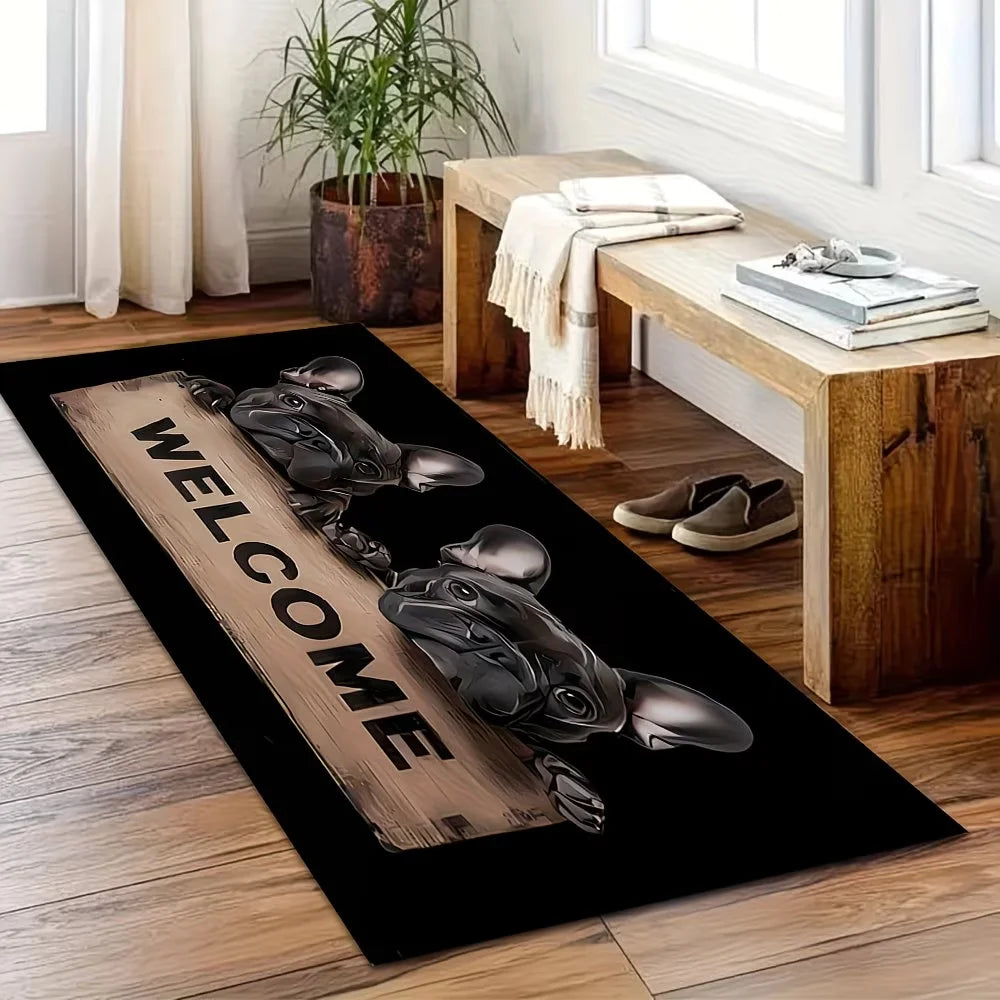 French Bulldog Kitchen Runner Rug – Non-Slip Washable Mat