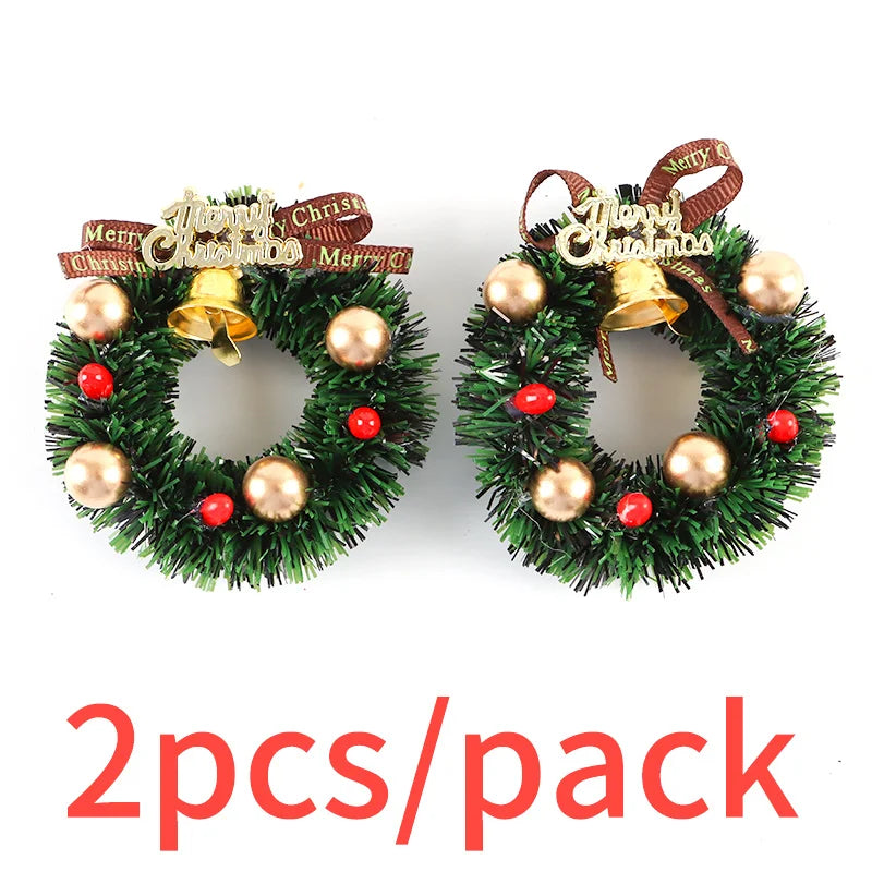 Mini Christmas Wreath Bell Pendants – 2 Pack, 55mm Ornaments