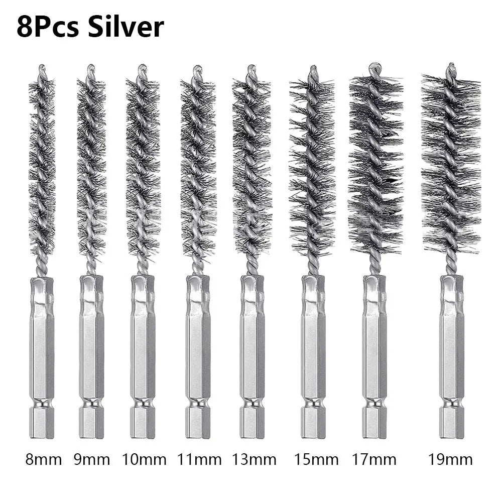 Stainless Steel Bore Brush Set | 1/4" Hex Shank 8–25mm 6–14 Pcs