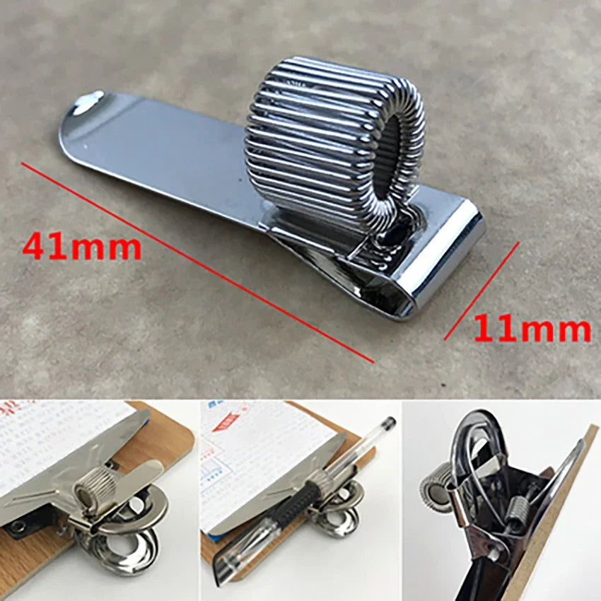 Metal Spring Pen Holder with Pocket Clip – 1, 2 or 3 Hole