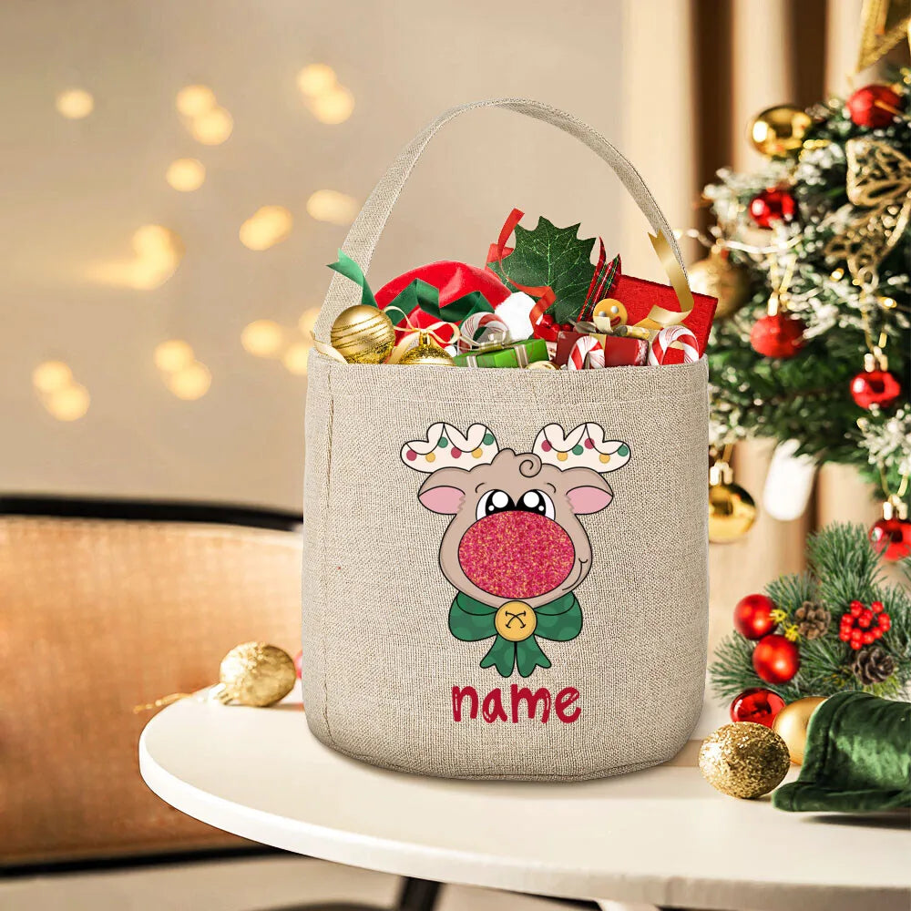 Personalized Deer Christmas Sack Bag | Custom Kids Xmas Gift