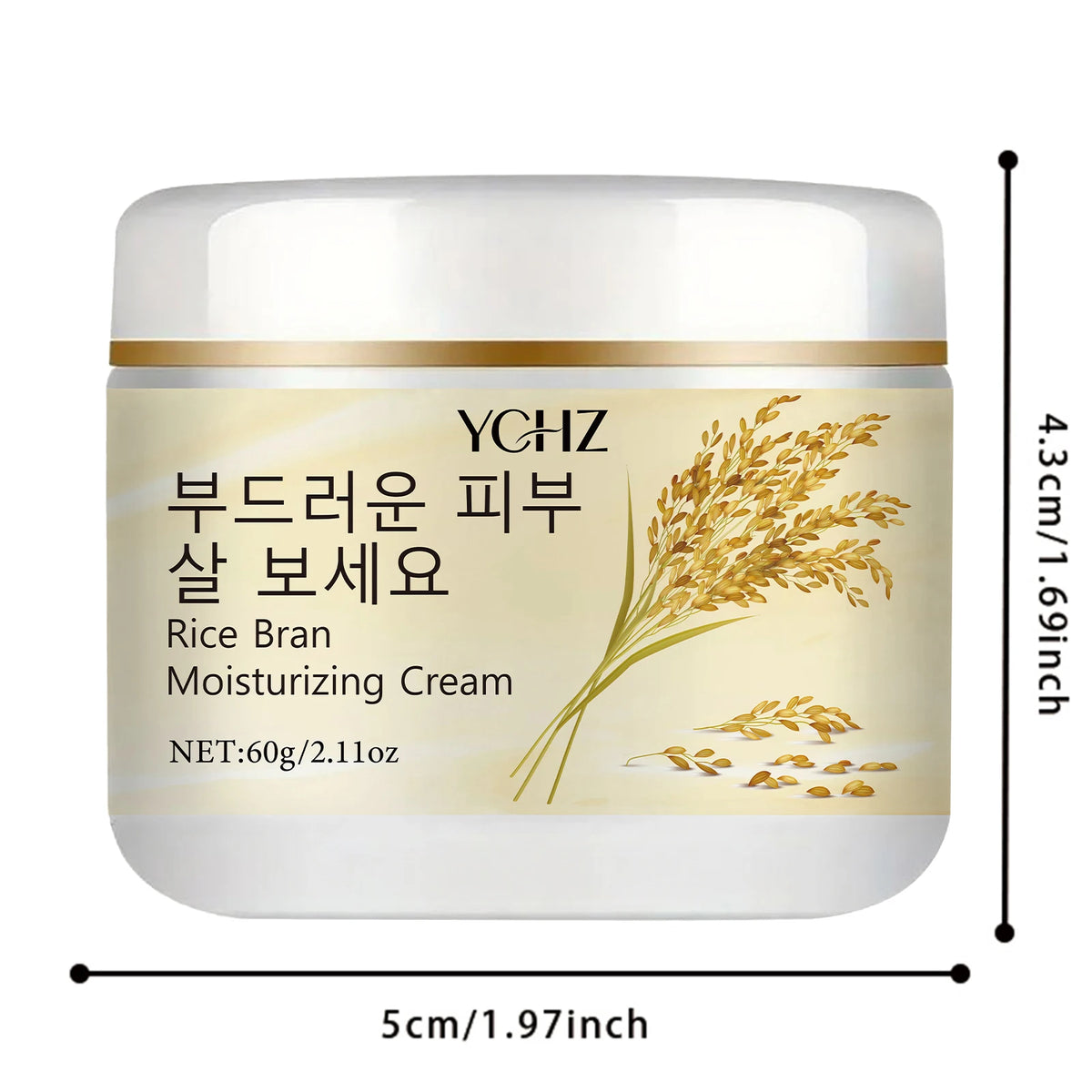 YCHZ Korean Rice Moisturizing Cream – Collagen & Ginseng 60g