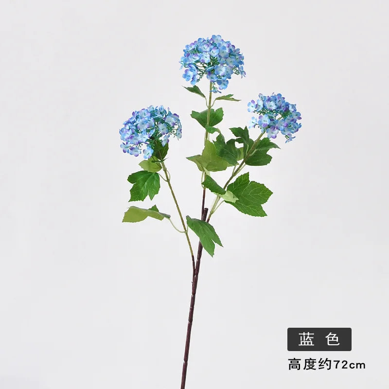 White Artificial Hydrangea Stem | 3-Head Faux Floral Branch
