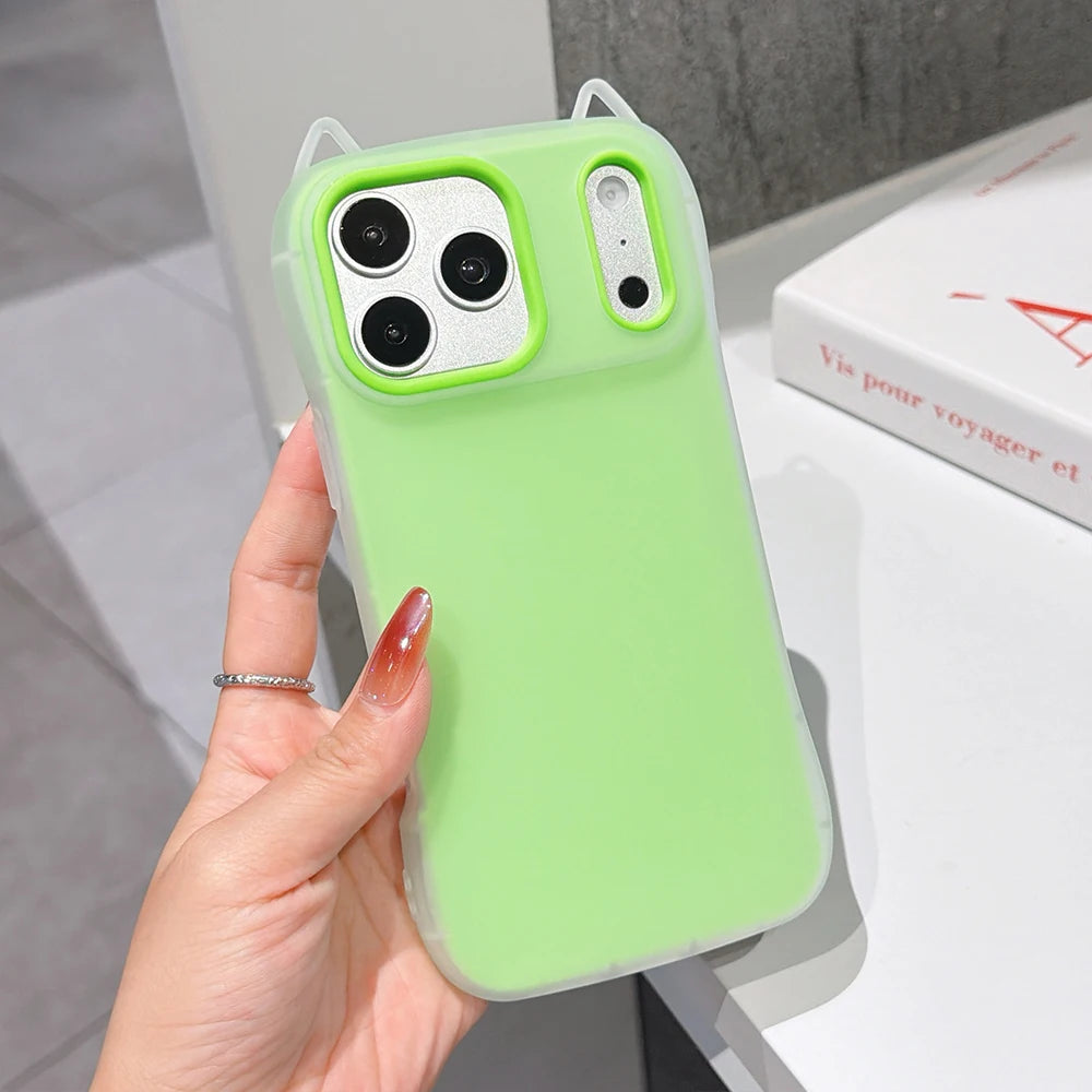 2-in-1 Cat Ear Silicone iPhone Case | Shockproof Cover
