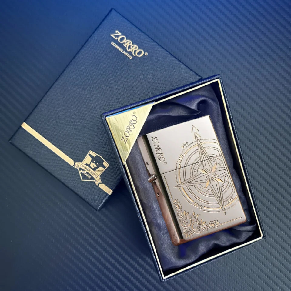 ZORRO Nickel Carving Windproof Lighter – Love Compass Design