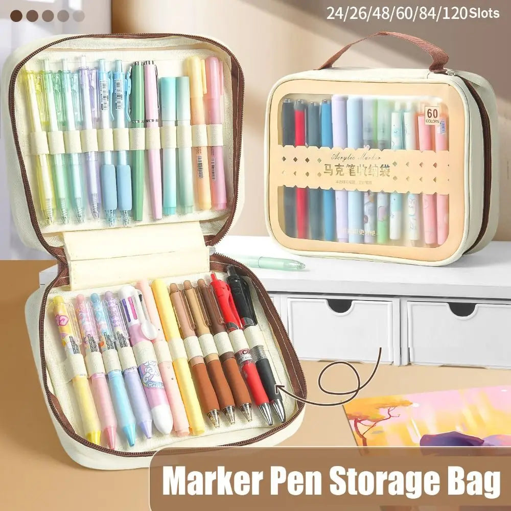 Marker Pen Storage Bag 24–120 Slots | Large Capacity Pencil Case