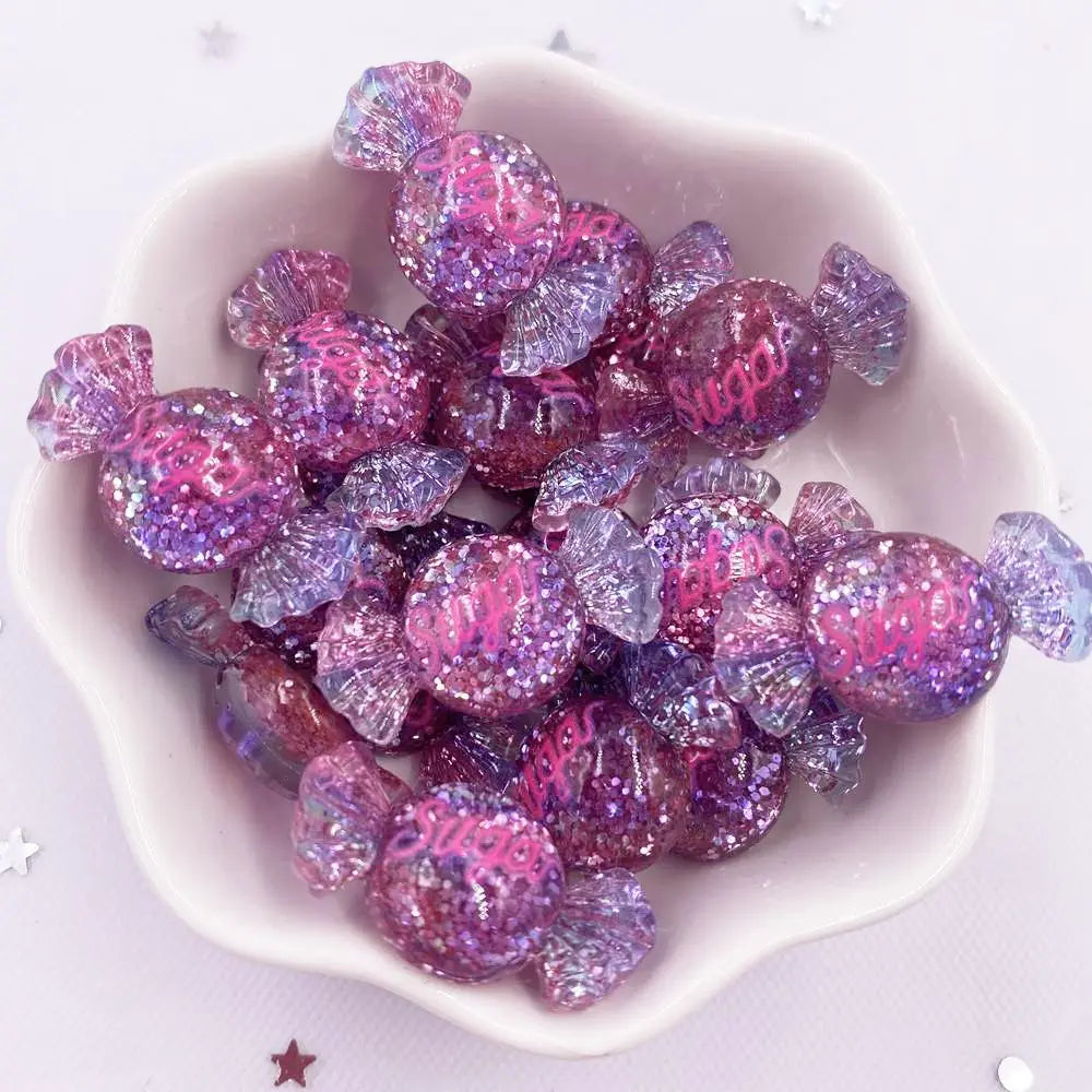 10pcs 3D Resin Glitter Candy Flatback Cabochons – DIY Craft