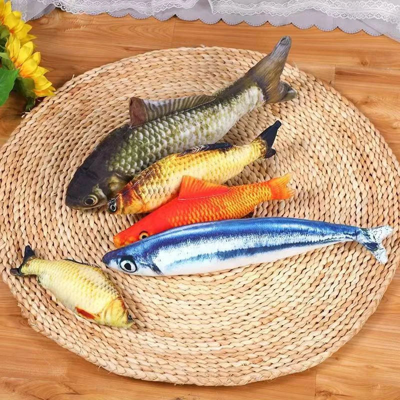 Catnip Plush Fish Toy – Soft Linen Chew Toy for Cats