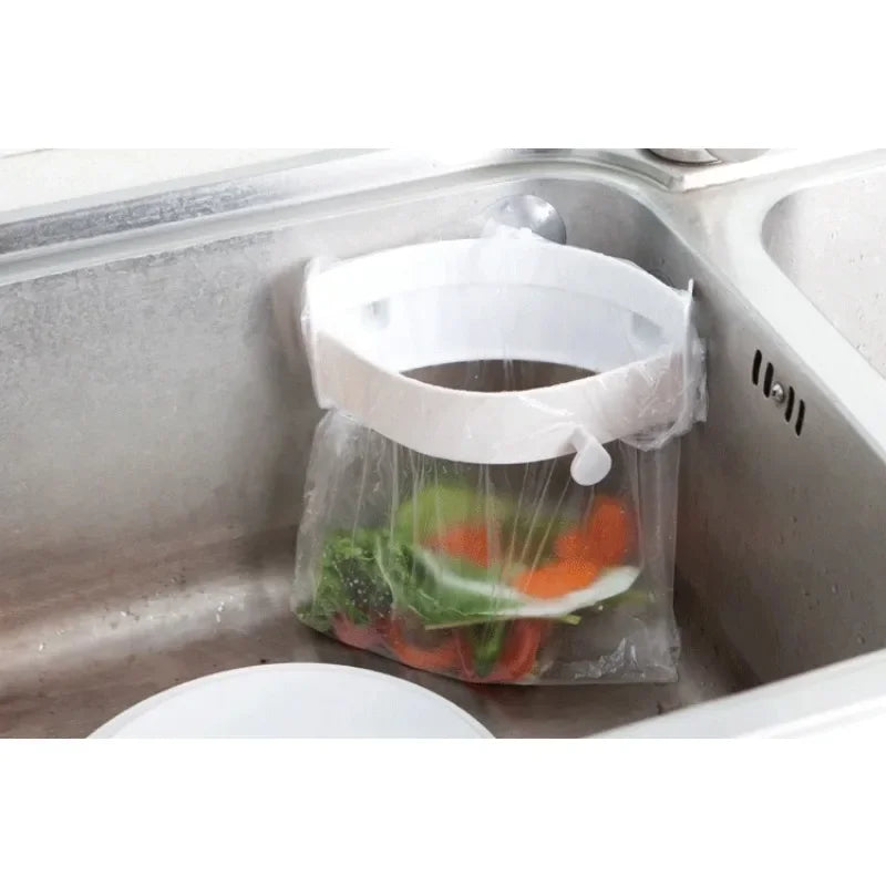 Clip-On Kitchen Sink Trash Rack & Garbage Bag Holder