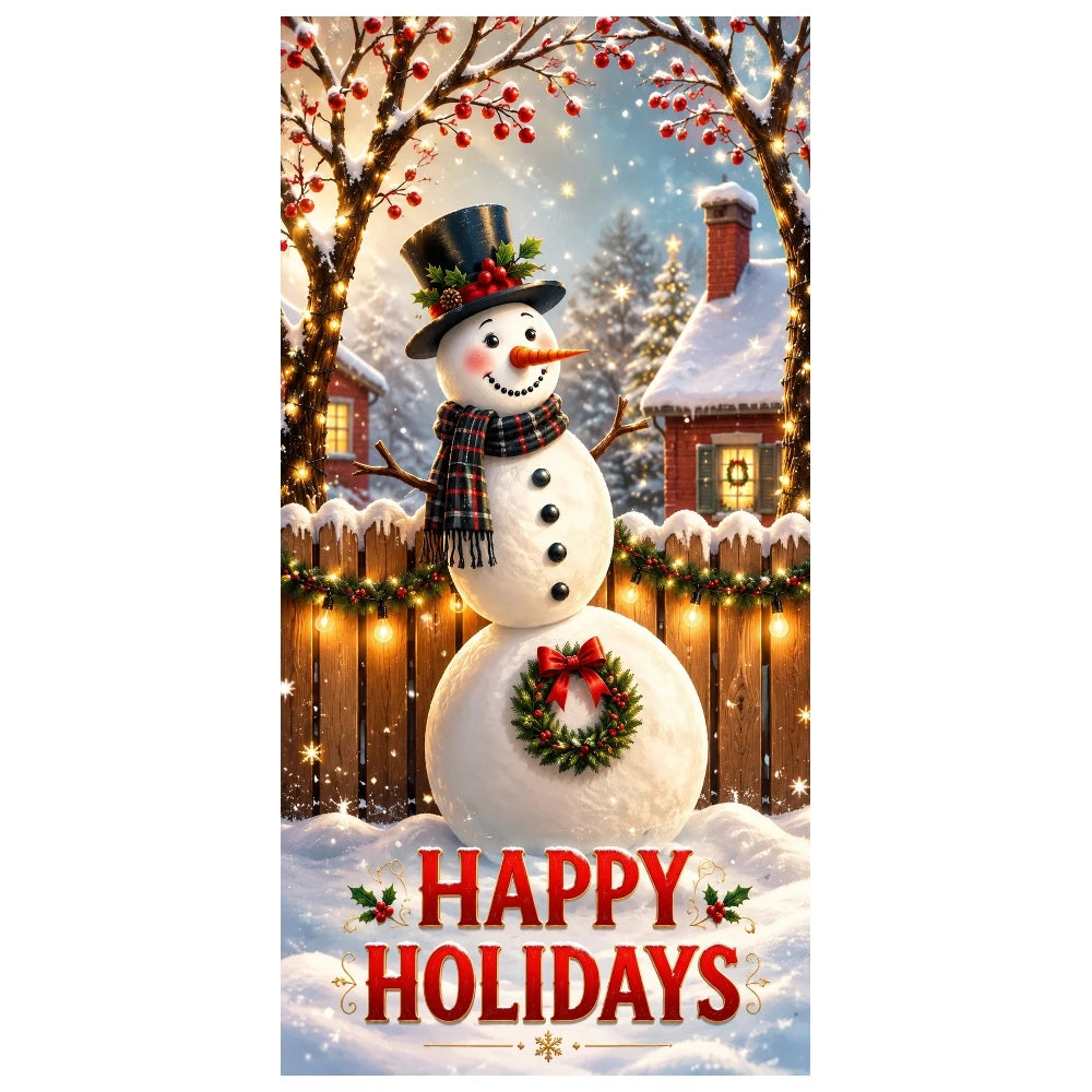 Christmas Snowman Photo Backdrop Banner 180×90cm | Holiday