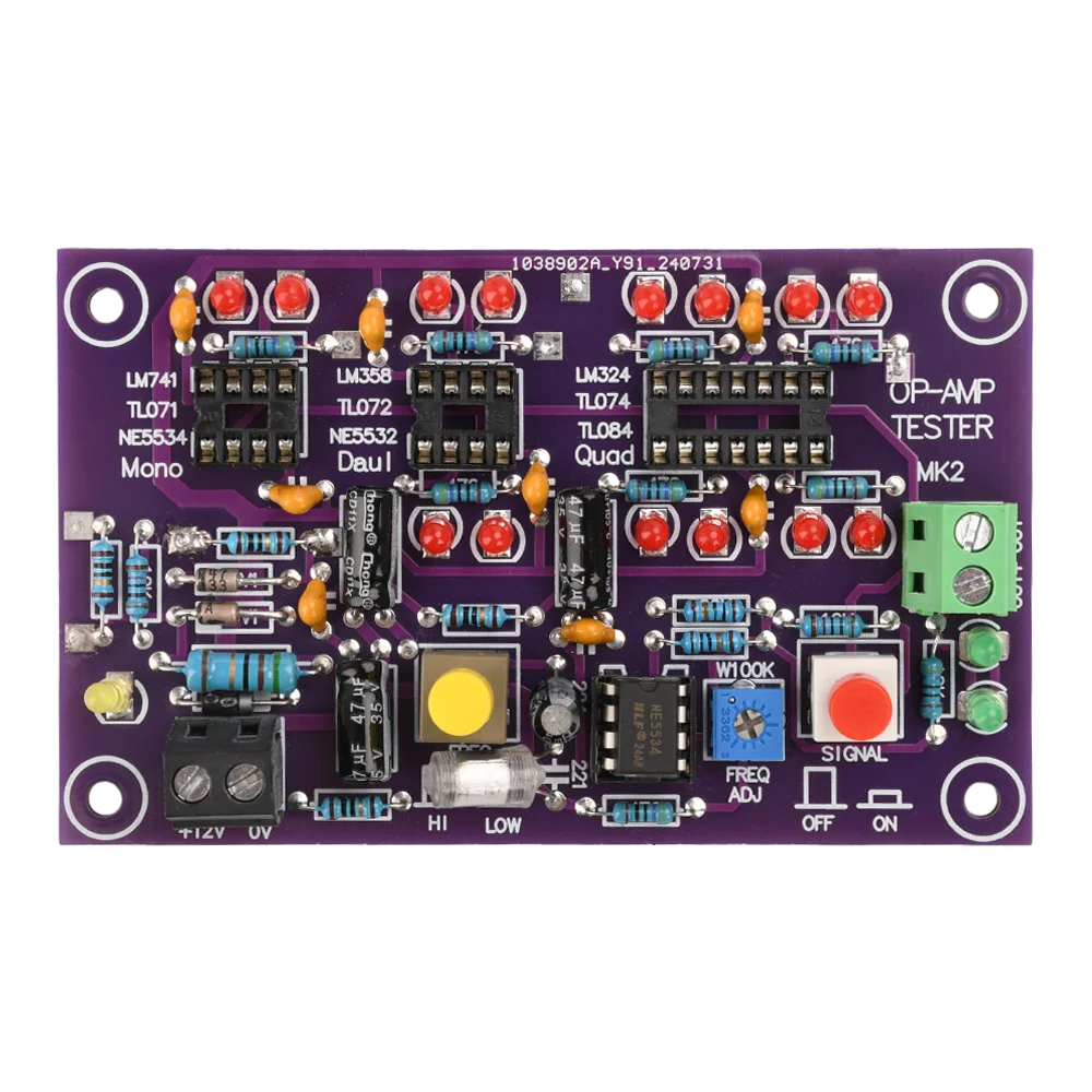 DC12V T2 Op-Amp Test Board – Single/Dual/Quad IC Tester