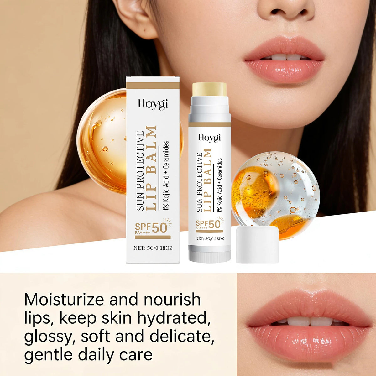 SPF 50+ Lip Balm with Kojic Acid & Ceramide | Hoygi