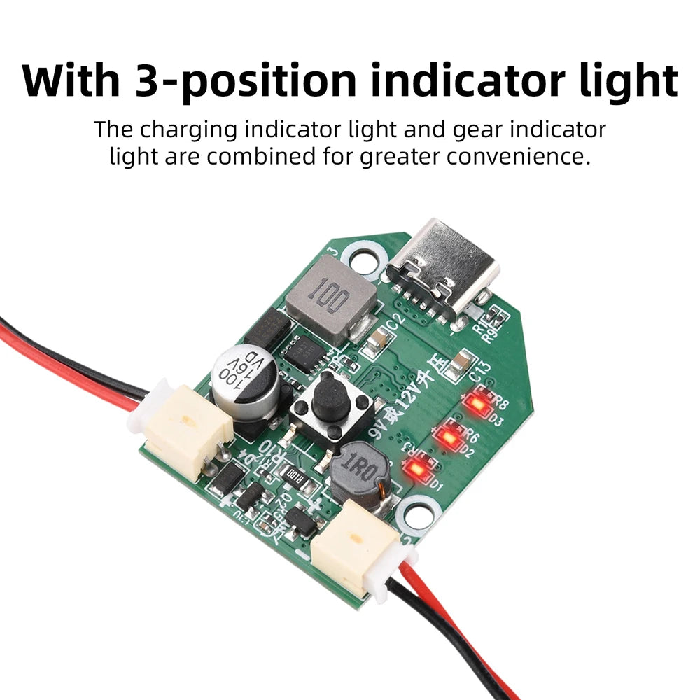 DC 9V/12V 3-Speed Brushless Fan Circuit Board | Type-C USB