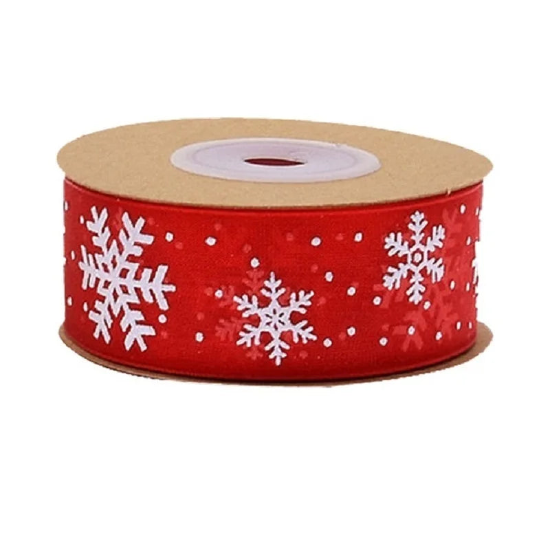 25mm Red Organza Christmas Snowflake Ribbon – 10M Roll