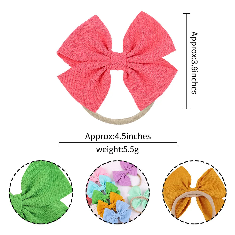 12-Pack Grosgrain Ribbon Hair Bows – Elastic Ponytail Holders