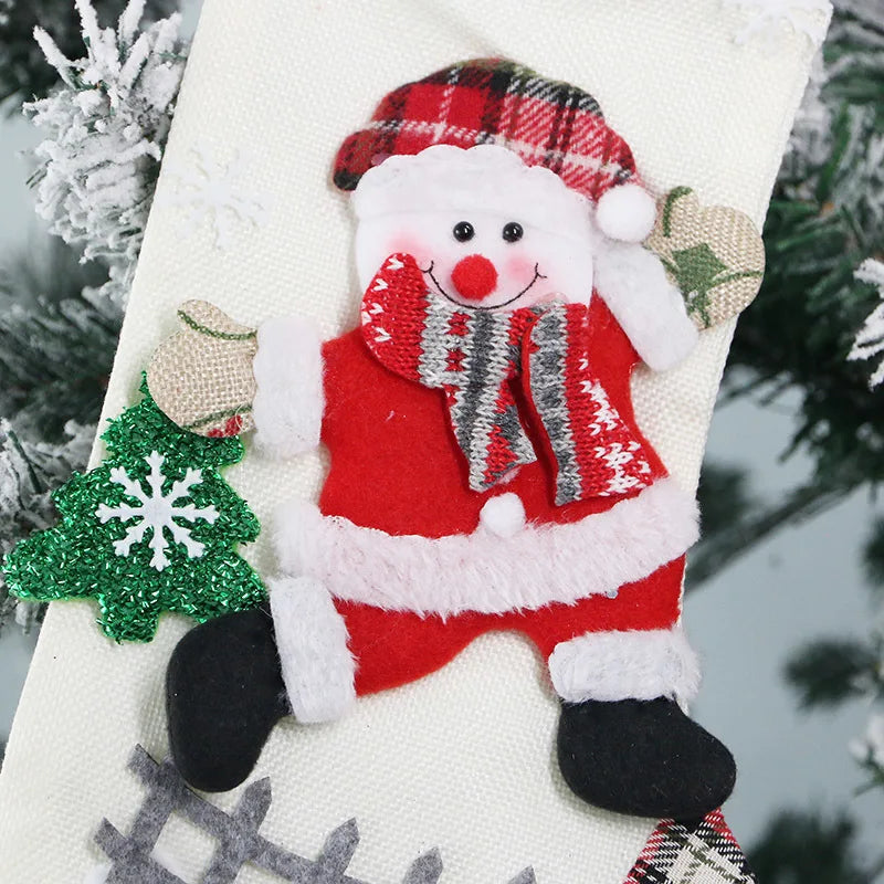 Oversized Christmas Stocking Gift Bag | Snowman Fabric Décor