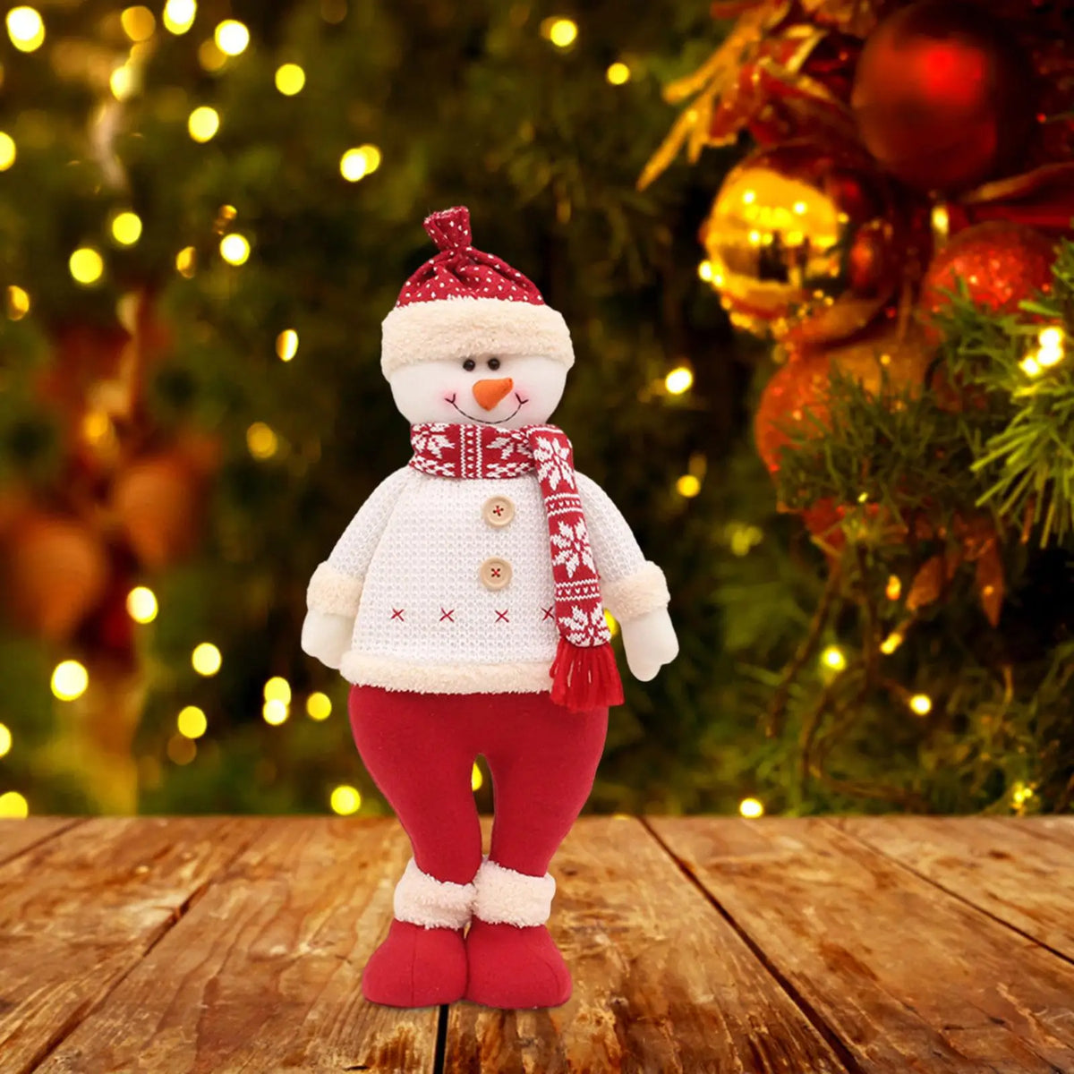 Santa Standing Figurine – Cloth Christmas Doll Table Decor