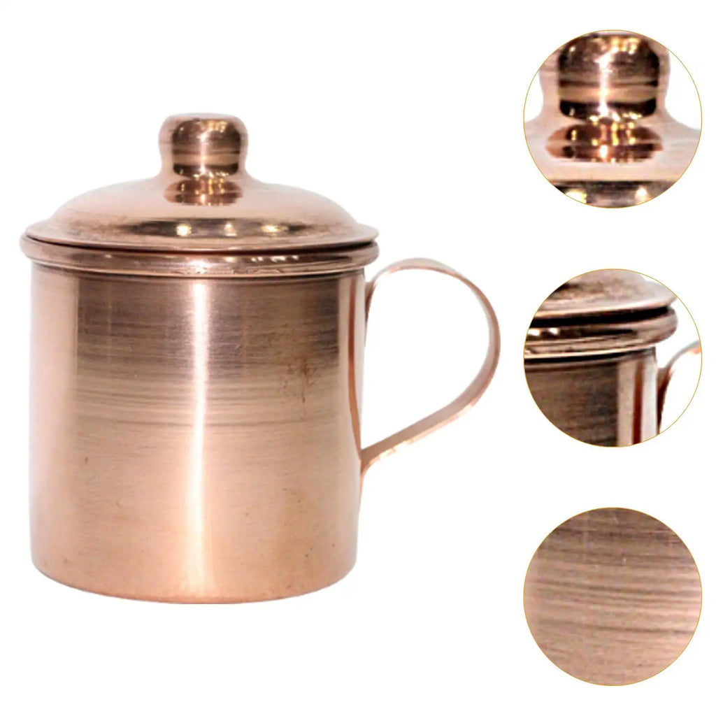 Retro Handmade Copper Mug with Lid & Handle – 300ml Cup