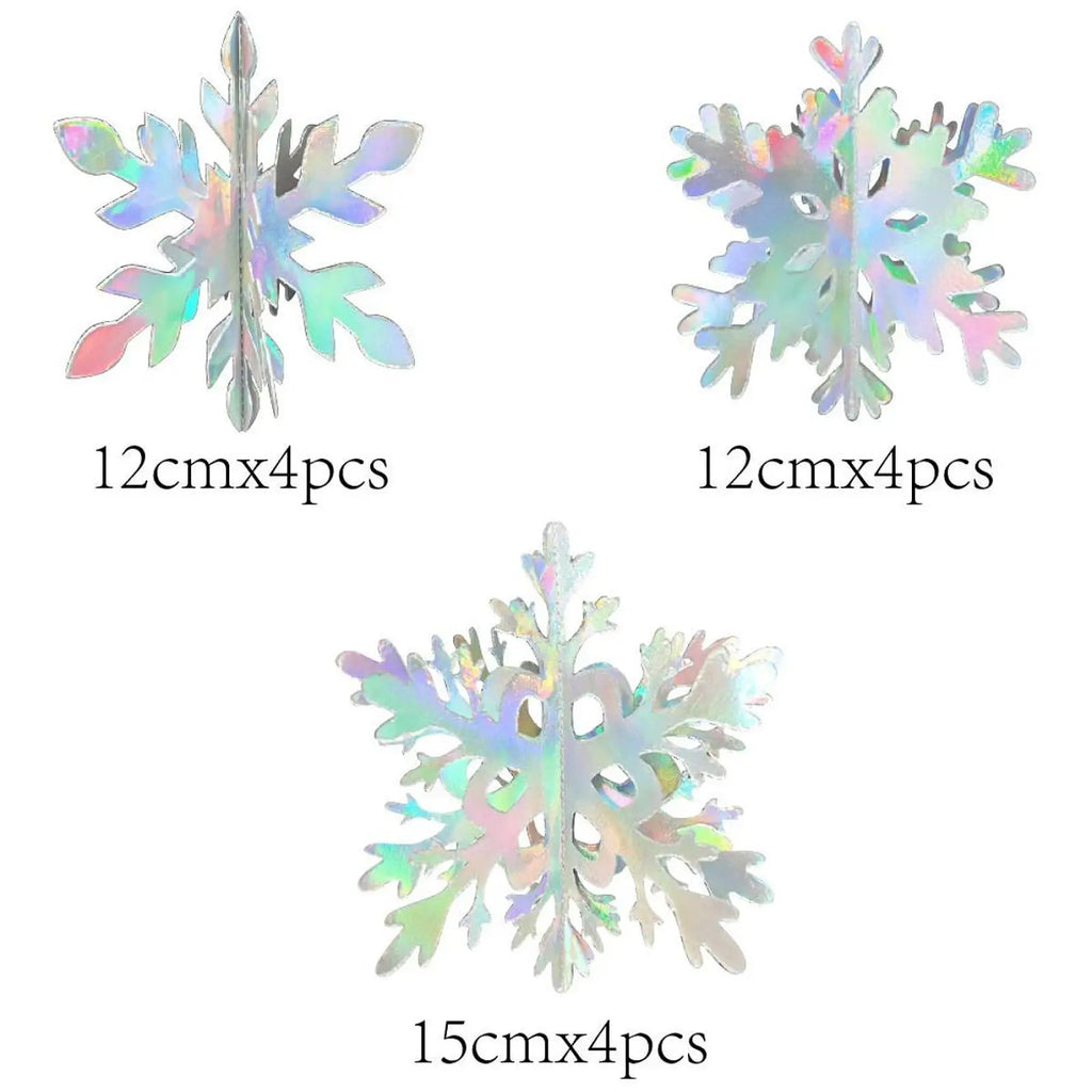 3D Paper Snowflake Christmas Ornaments Set of 12 – Multicolor