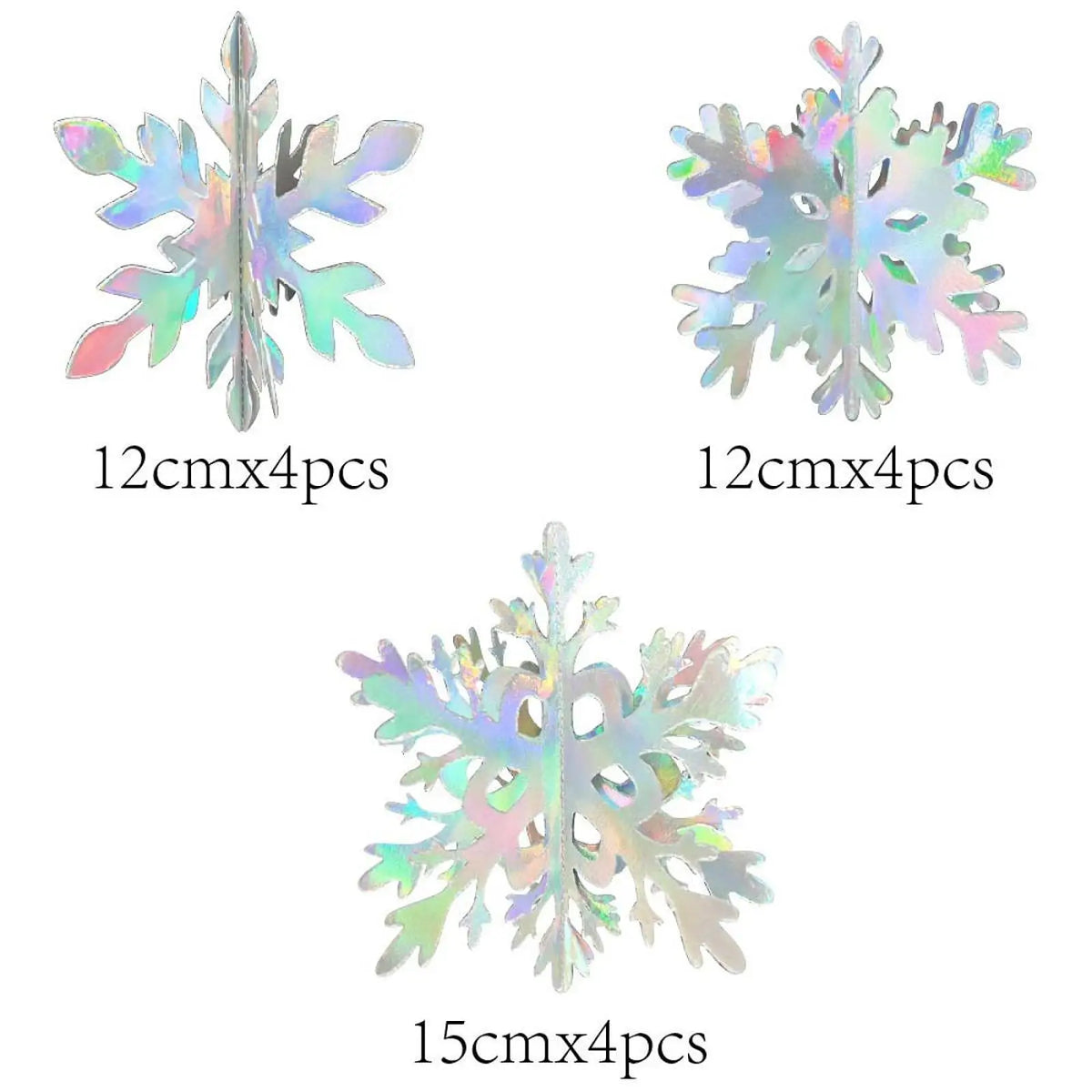 3D Paper Snowflake Christmas Ornaments Set of 12 – Multicolor