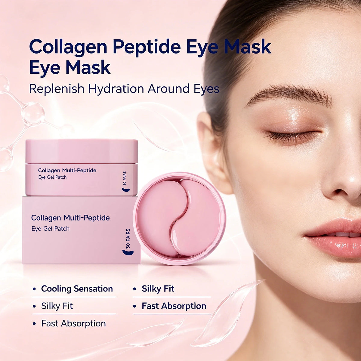 Collagen Peptide Cooling Gel Eye Patches – Hydrating Under-Eye Mask