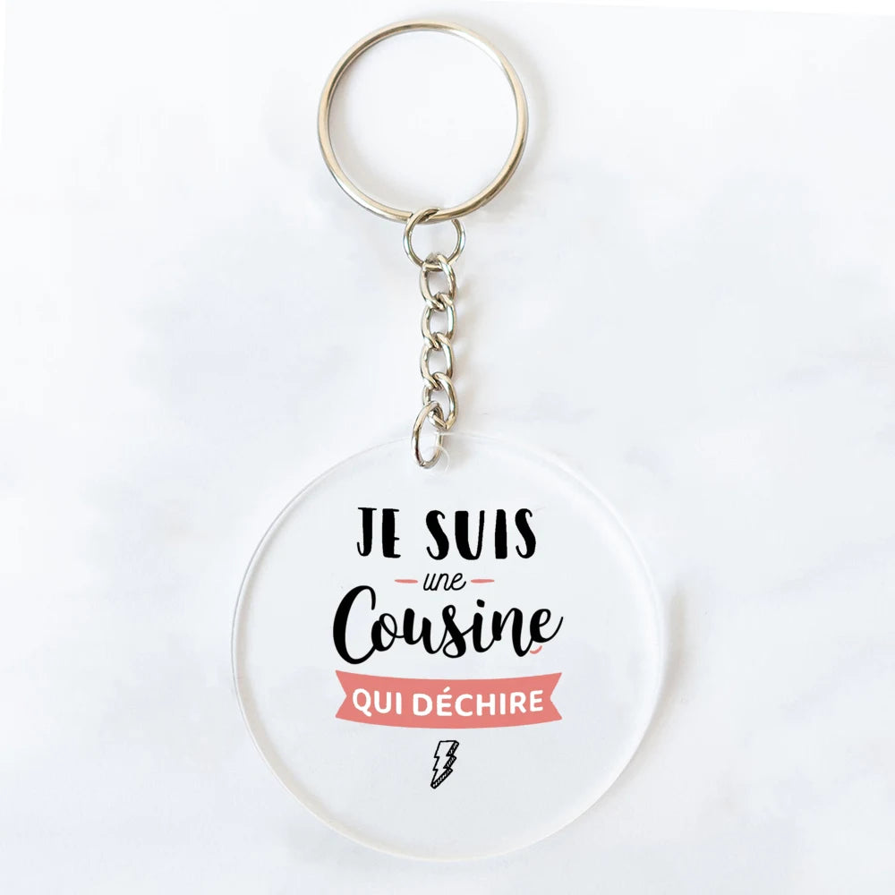 "I Am Perfect Cousin" French Print Acrylic Keychain Gift