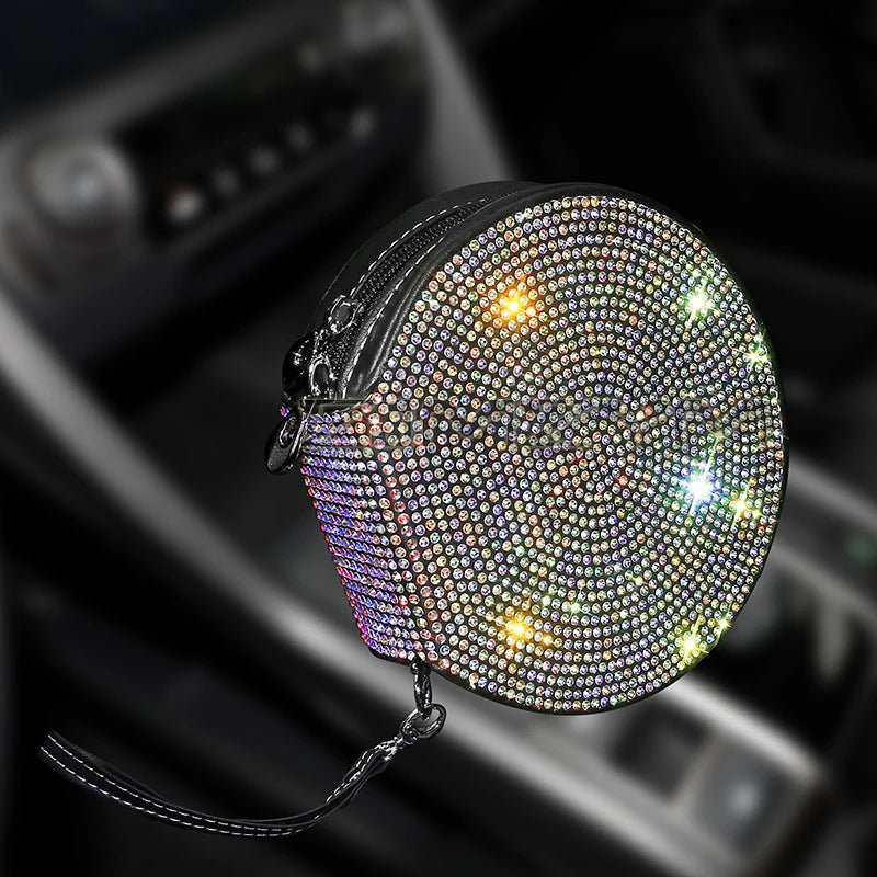 Crystal Rhinestone CD DVD Storage Organizer Bag – Round Case
