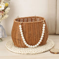 Pearl Handle Imitation Rattan Flower Basket – Wedding Décor