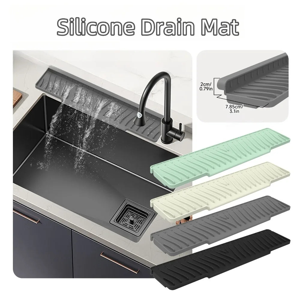 Silicone Sink Drain Mat 45cm – Anti-Slip Splash Guard & Soap Rack