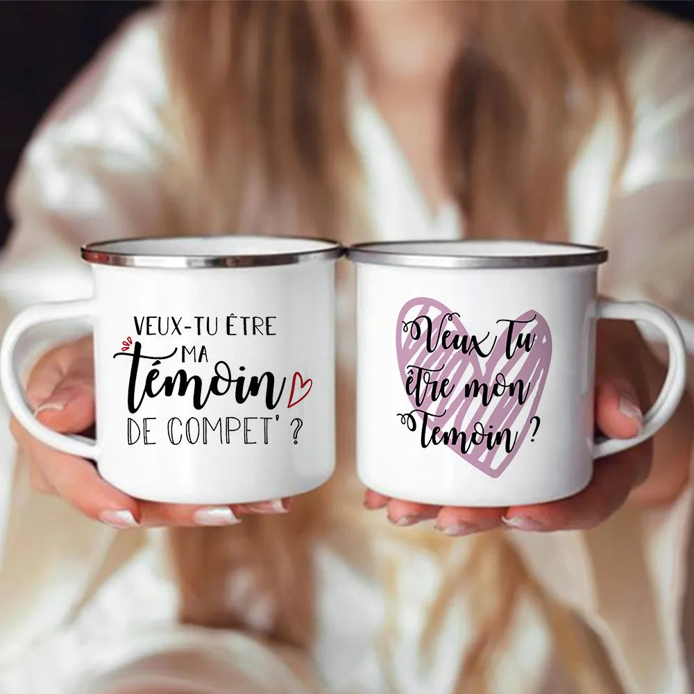 Wedding Witness Enamel Mug – Bridesmaid & Best Man Gift