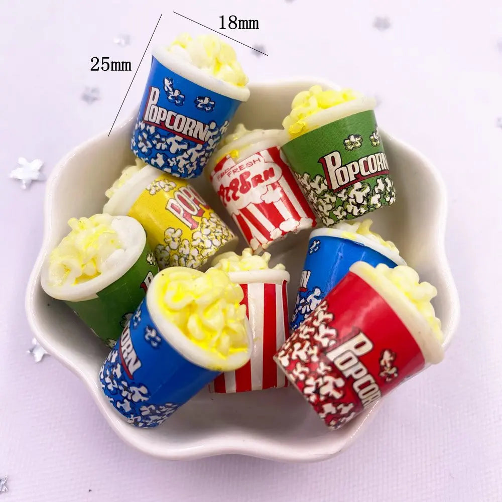 10-Piece 3D Resin Popcorn Flatback Cabochons for DIY Crafts